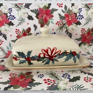 Lenox Winter Greetings Cardinal European-size Butter Dish